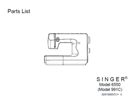 SINGER 6550 991C SEWING MACHINE PARTS LIST 15 PAGES ENG