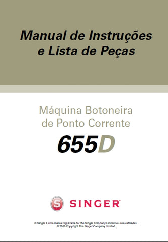 SINGER 655D MAQUINA DE COSTURA MANUAL DE INSTRUCOES 55 PAGINA PT
