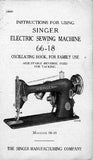 SINGER 66-18 ELECTRIC SEWING MACHINE INSTRUCTIONS BOOK 33 PAGES ENG