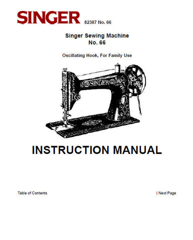 SINGER 66 SEWING MACHINE INSTRUCTION MANUAL 29 PAGES ENG