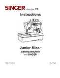 SINGER 67B JUNIOR MISS SEWING MACHINE INSTRUCTION MANUAL 20 PAGES ENG