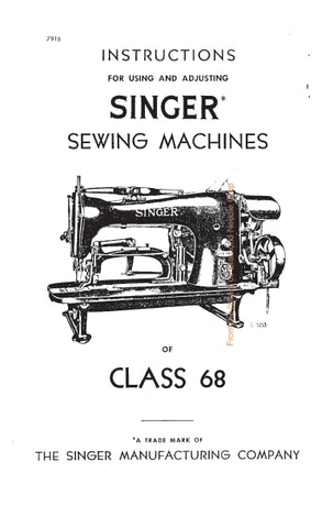 SINGER 68 SEWING MACHINE INSTRUCTIONS 14 PAGES ENG