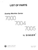 SINGER 7000 7004 7005 SEWING MACHINE LIST OF PARTS 37 PAGES ENG