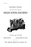 SINGER 71-141 71-142 SEWING MACHINES INSTRUCTIONS  FOR USING AND ADJUSTING 18 PAGES ENG