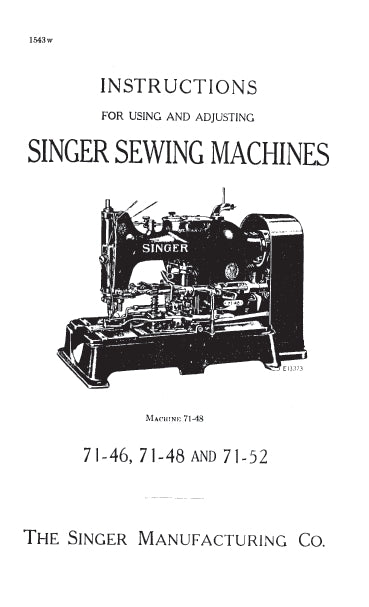 SINGER 71-46 71-48 71-52 SEWING MACHINE INSTRUCTIONS 19 PAGES ENG