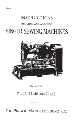 SINGER 71-46 71-48 71-52 SEWING MACHINE INSTRUCTIONS 19 PAGES ENG