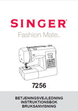 SINGER 7256 FASHION MATE SEWING MACHINE BETJENINGSVEJLEDNING INSTRUKTIONSBOK BRUKSANVISNING 76 PAGES DK SW NO