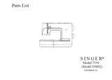 SINGER 7350 950D2 SEWING MACHINE PARTS LIST 15 PAGES ENG