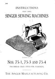 SINGER 75-1 75-3 75-4 SEWING MACHINE INSTRUCTIONS 7 PAGES ENG