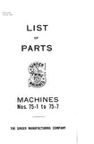 SINGER 75-1 75-2 75-3 75-4 75-5 75-6 75-7 SEWING MACHINE LIST OF PARTS 44 PAGES ENG