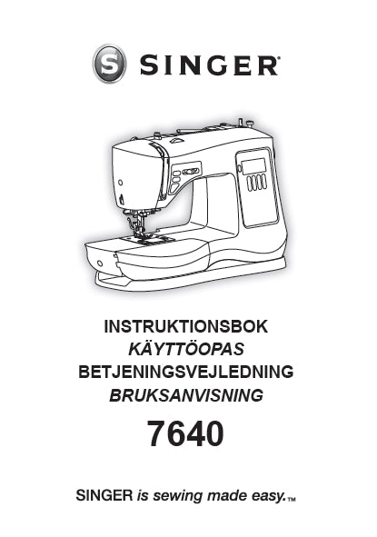 SINGER 7640 CONFIDENCE SEWING MACHINE INSTRUKTIONSBOK  160 PAGES SW FI DK NO