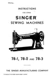 SINGER 78-1 78-2 78-3 SEWING MACHINES INSTRUCTIONS 7 PAGES ENG