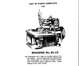SINGER 81-12 81-14 SEWING MACHINE LIST OF PARTS COMPLETE 27 PAGES ENG
