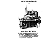 SINGER 81-12 81-14 SEWING MACHINE LIST OF PARTS COMPLETE 27 PAGES ENG