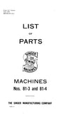 SINGER 81-3 81-4 SEWING MACHINE LIST OF PARTS 29 PAGES ENG