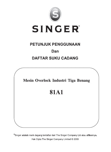 SINGER 81A1 SEWING MACHINE PETUNJUK PENGGUNAAN 36 PAGES INDON