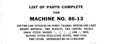 SINGER 86-13 SEWING MACHINE LIST OF PARTS COMPLETE 30 PAGES ENG