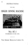 SINGER 87-1 SEWING MACHINE INSTRUCTIONS 12 PAGES ENG