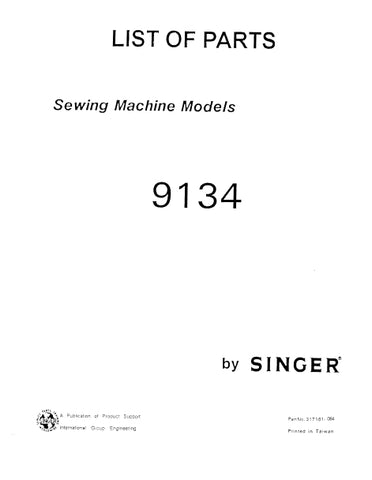 SINGER 9134 SEWING MACHINE LIST OF PARTS 34 PAGES ENG