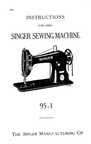 SINGER 95-1 SEWING MACHINE INSTRUCTIONS 5 PAGES ENG