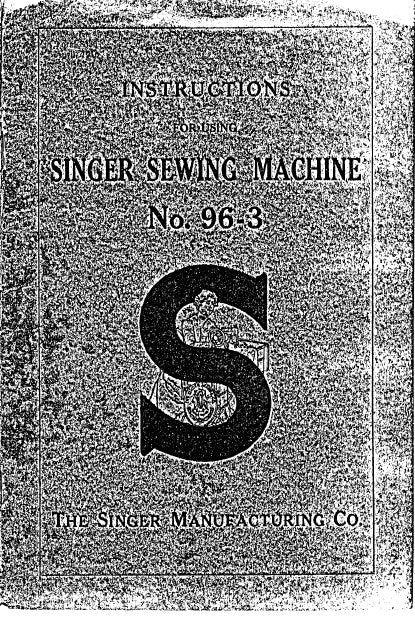 SINGER 96-3 SEWING MACHINE INSTRUCTIONS 6 PAGES ENG