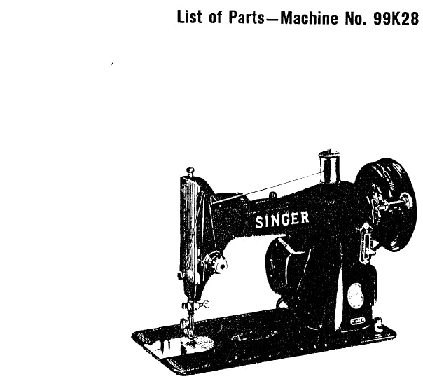 SINGER 96K28 SEWING MACHINE LIST OF PARTS 3 PAGES ENG