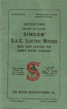 SINGER B.A.K. ELECTRIC MOTORS FOR SEWING MACHINE INSTRUCTIONS FOR USING AND ADJUSTING 19 PAGES ENG