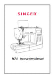 SINGER H74 SEWING MACHINE INSTRUCTION MANUAL 86 PAGES ENG