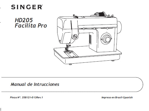 SINGER HD205 FACILITA PRO MAQUINA DE COSER MANUAL DE INSTRUCCIONES 40 PAGINA ESP PT