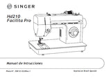 SINGER HD210 FACILITA PRO MAQUINA DE COSER MANUAL DE INSTRUCCIONES 44 PAGINA ESP PT