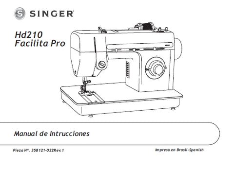 SINGER HD210 FACILITA PRO MAQUINA DE COSER MANUAL DE INSTRUCCIONES 44 PAGINA ESP PT