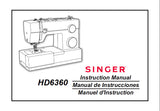 SINGER HD6360 SEWING MACHINE INSTRUCTION MANUAL MANUAL INSTRUCCIONES MANUEL D'INSTRUCTIONS 84 PAGES ENG ESP FRANC