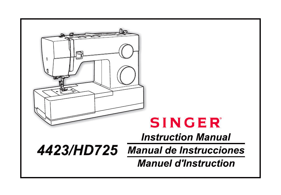 SINGER HD725 4423 SEWING MACHINE INSTRUCTION MANUAL 76 PAGES ENG ESP FRANC