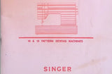 SINGER 10 AND 13 PATTERN SEWING MACHINE INSTRUCTION MANUAL 40 PAGES ENG