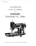 SINGER 138K1 SEWING MACHINE ILLUSTRATED LIST OF PARTS 19 PAGES ENGLISH