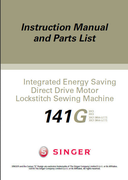 SINGER 141G20CE 141G30CE 141G20CF 141G30CF SEWING MACHINE INSTRUCTION MANUAL 54 PAGES ENGLISH