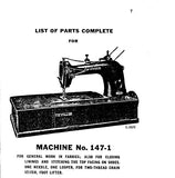 SINGER 147-1 SEWING MACHINE LIST OF PARTS COMPLETE 29 PAGES ENGLISH