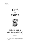 SINGER 147-29 147-38 SEWING MACHINE LIST OF PARTS 53 PAGES ENGLISH