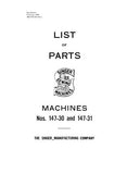 SINGER 147-30 147-31 SEWING MACHINE LIST OF PARTS 36 PAGES ENGLISH
