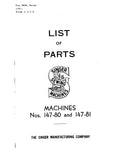 SINGER 147-80 147-81 SEWING MACHINE LIST OF PARTS 28 PAGES ENGLISH
