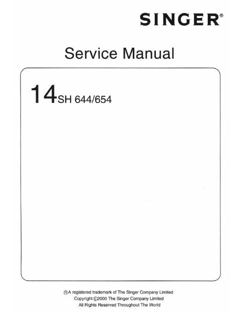 SINGER 14SH644 14SH654 SEWING MACHINE SERVICE MANUAL 31 ENGLISH