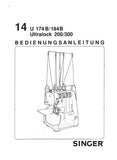 SINGER 14U174B 14U184B ULTRALOCK 200 300 NAHMASCHINE BEDIENUNGSANLEITUNG 35 SEITE DEUTSCH