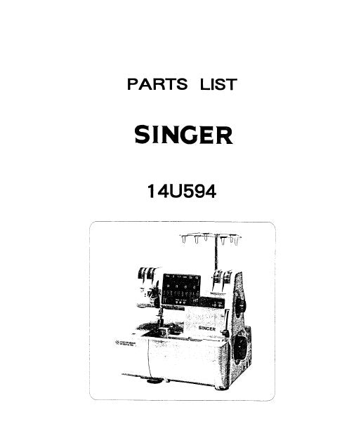SINGER 14U594 SEWING MACHINE PARTS LIST 16 PAGES ENGLISH
