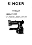 SINGER 153B8BV SEWING MACHINE PARTS LIST 11 PAGES ENGLISH