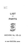 SINGER 176-35 SEWING MACHINE LIST OF PARTS 16 PAGES ENGLISH