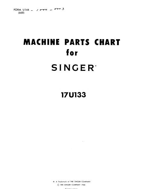 SINGER 17U133 SEWING MACHINE MACHINE PARTS CHART 6 PAGES ENGLISH