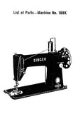 SINGER 188K SEWING MACHINE LIST OF PARTS 3 PAGES ENGLISH