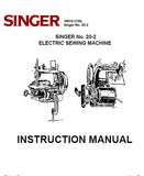 SINGER 20-2 SEWING MACHINE INSTRUCTION MANUAL 9 PAGES ENGLISH