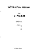 SINGER 20U-51 20U-53 20U-62 20U-63 SEWING MACHINE INSTRUCTION MANUAL 15 PAGES IN ENGLISH
