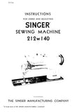 SINGER 212W140 SEWING MACHINE INSTRUCTIONS FOR USING AND ADJUSTING 11 PAGES ENGLISH